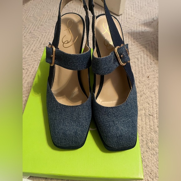 Sam Edelman Jildie Mary Jane Heel Denim 8.5 NEW - Picture 4 of 7